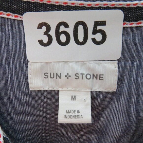 Sun + Stone* Men's Long Sleeve Snap Down Curved Hem Plaid Dress Shirt~ Medium - Picture 3 of 10